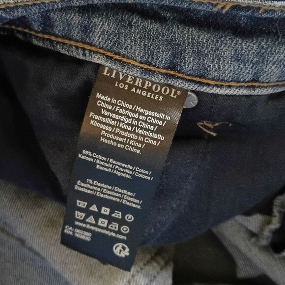 Liverpool Front Slit Denim Jean Skirt Maxi Long Size 12 Fray Hem V Split - Picture 6 of 6